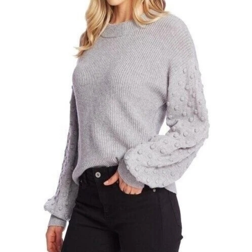 CeCe Grey Puffed Sleeve Dot Sweater >>HOST PICK<<